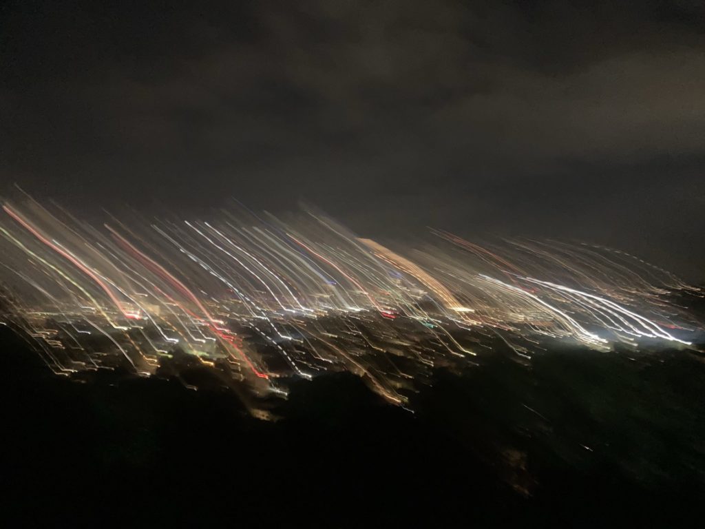 Streaky blurry picture of the cityscape at night